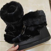 Fluffy Fur Boots 2024 Winter Fashion Sexy Faux Fox Fur Snow Boots Ladies Furry Warm Cotton Boots Female Outdoor Ski Boots