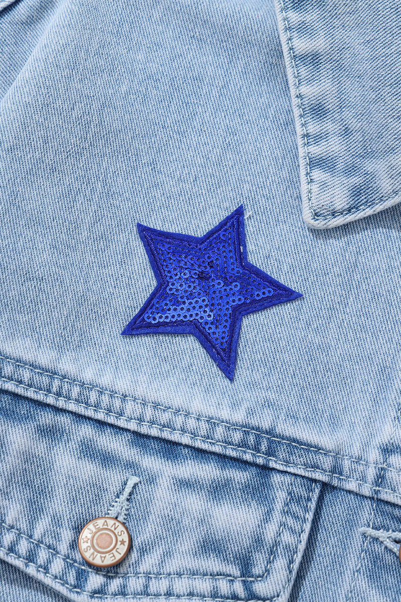 Bluing Sequin Star Flap Pocket Denim Jacket