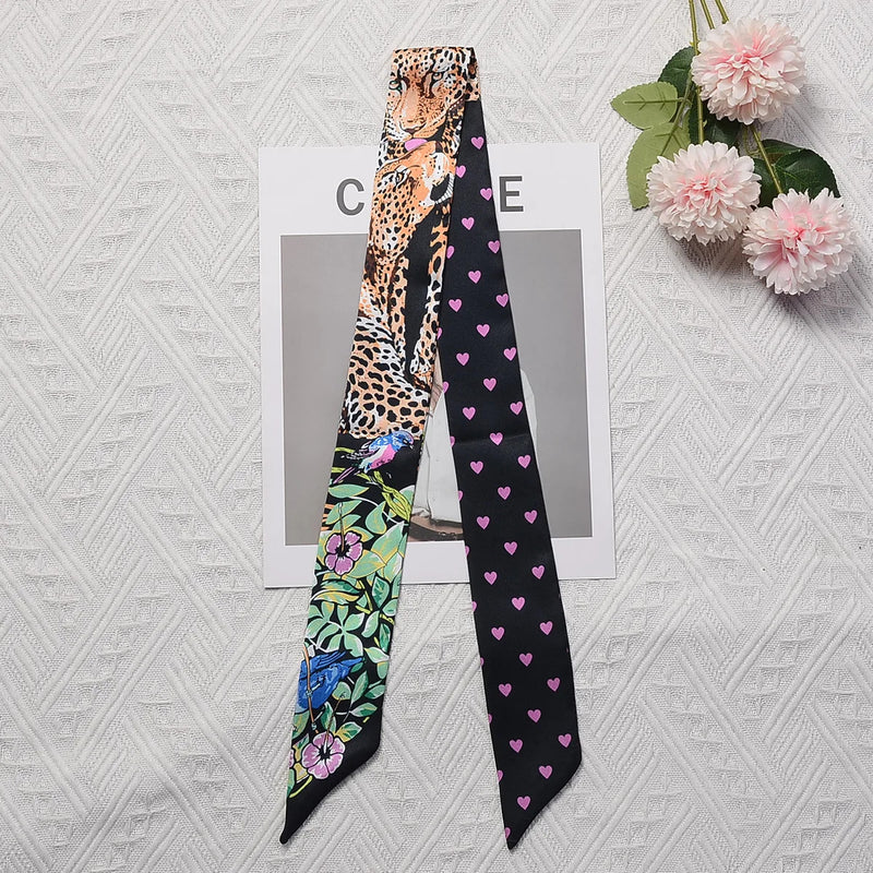 Horse Printing Bag Scarf 2024 New Small Skinny Silk Scarf Women Luxury Brand Foulard Women Tie Fashion Head Scarves For Ladies