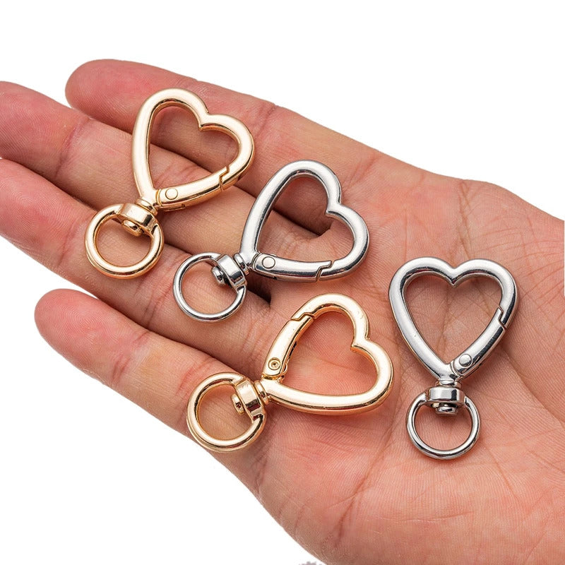 5pcs Metal Heart Lobster Claw Clasps Swivel Lanyards Trigger Snap Hooks Strap for Jewelry Making DIY Bags Keychain Key Rings