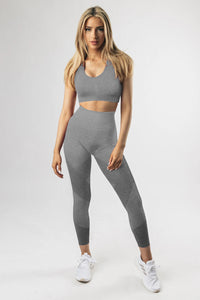 Purple Criss Cross Bra and High Waist Leggings Sports Wear