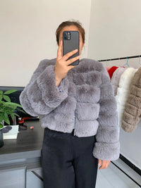 Women's Fashion faux fur coat super hot Autumn Winter women short Faux fox fur fluffy jacket high quality 7xl Ladies furry coats