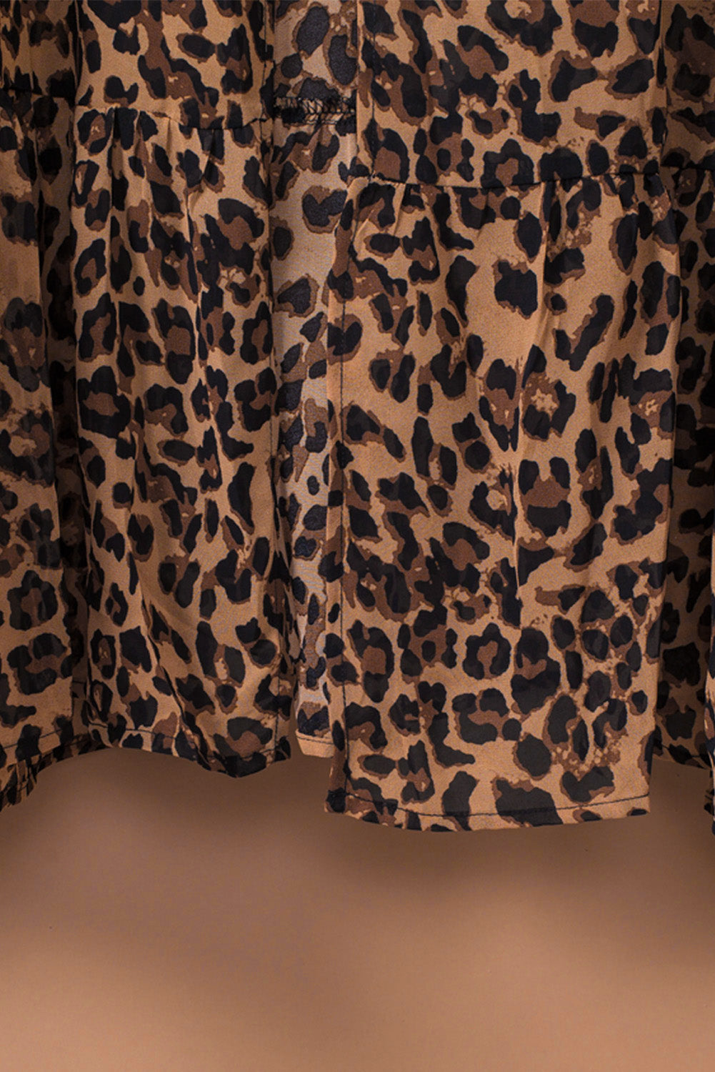 Leopard Print Tie Waist Open Front Kimono Beach Cover Up