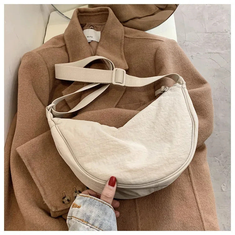 Casual Nylon Hobos Crossbody Bag for Women Shoulder Bag Woman Half Moon Chest Bags Tote Lady Travel Shopper Bag Female Purses