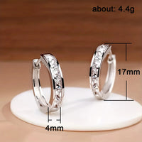 Huitan Classic Design Women Hoop Earrings Full with Princess Square CZ Simple and Elegant Female Accessories Versatile Jewelry