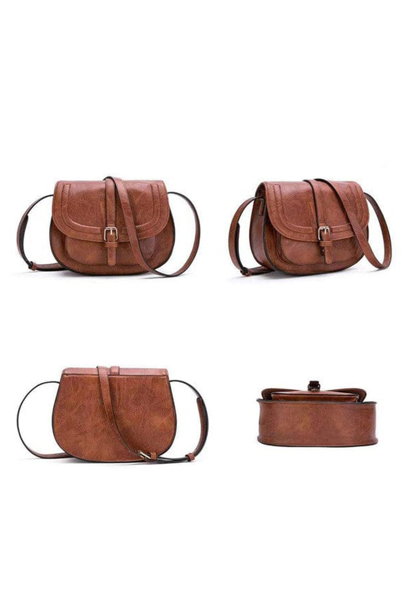 Chestnut Flapped Magnetic Buckle PU Leather Shoulder Bag