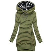 Hoodie Dress Casual Solid Colour Long Sleeve Drawstring Hoodie Dress Slim Hooded Pullover Sweatshirt Dress