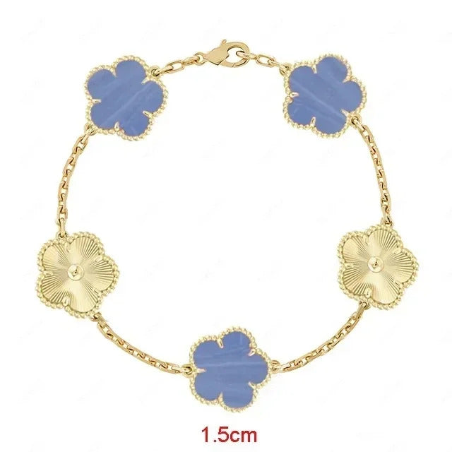 925 Sterling Silver Bracelet with Multiple Stones, Lucky Clover High Quality Elegant Classic Ladies Party Dating Birthday Gift