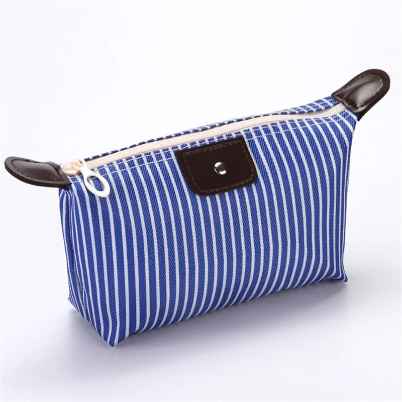 Fashion Striped Dumpling Makeup Bag Folding Wash Bags Bath Handbag Travel Purse