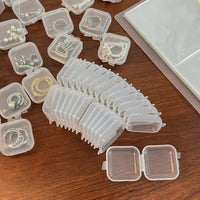 Mini Plastic Jewelry Storage Box Square Transparent Flip Portable Pill Container Jewelry Holder Packaging Earrings Display Case