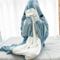 Cartoon Shark Sleeping Bag Pajamas Office Nap Shark Blanket Karakal Pajama Sets Fabric Mermaid Shawl Blanket For Christmas Gift