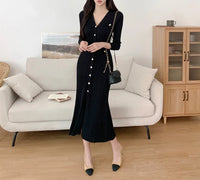 Summer Midi Dress Women Knitted Black Bodycon Korea Style Ruffle Ladies Dresses Elegant Fashion Casual Woman Dress 2024