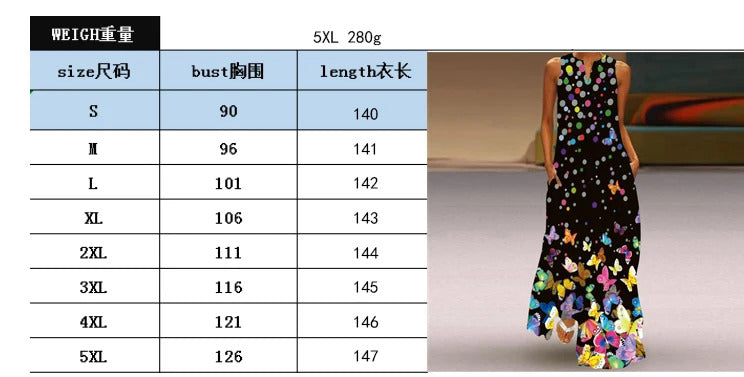 2024 New Summer Women's Sleeveless V-neck Printed Sexy Dress Long Dress Cross Border Women's Wear in Europe and America