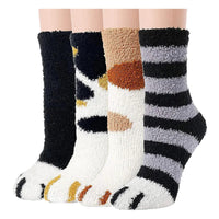 4 Pairs Women Winter Warm Fuzzy Socks Thick Thermal Solid Soft Fluffy Socks Cute Fashion Slipper Home Floor Sleeping Socks