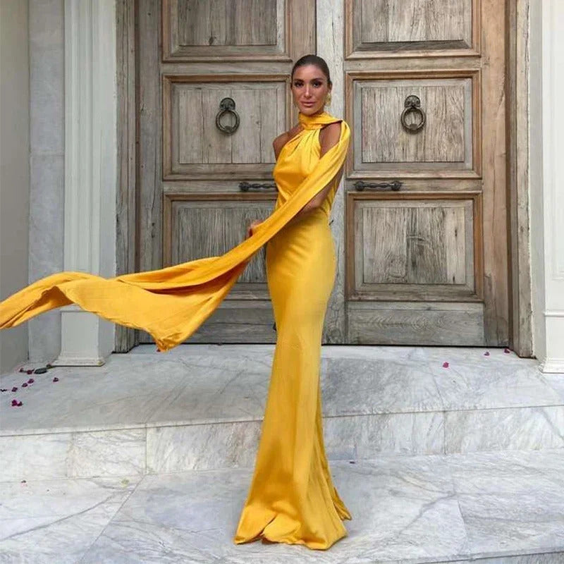 Elegant Satin Halter Party Dress Women Casual Slim Backless Sleeveless High Waist Female Robes 2024 Autumn Lady Evening Dresses