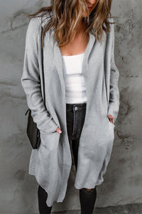 Gray Black/Gray/Brown Open Front Hooded Sweater Cardigan