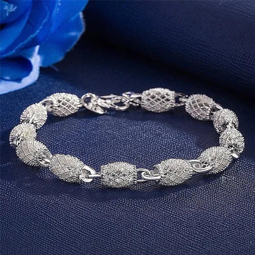 925 Sterling Silver Bracelet 5mm 20cm Flat Side Chain Lobster Clasp Bracelet For Woman Man Party Wedding Engagement Jewelry Gift