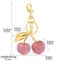 Fashion Delicious Red Cherry Keychain Summer Fruits Cherries Pendant Keyring For Women Men Jewelry Bag Key Accessories Gift