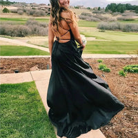 Solid Fit And Flare Women Prom Dresses Ladies Long Lady Elegant Backless Long Dresses Side Slit Wedding Evening Party Dress