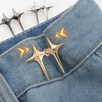 4Set Cross Star Metal Jeans Button Snaps Detachable Pants Clips Buttons Pins DIY Waist Tightener Clothing Buckles Sewing Tools