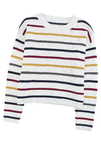 Striped Drop Sleeve Crew Neck Knit Sweater