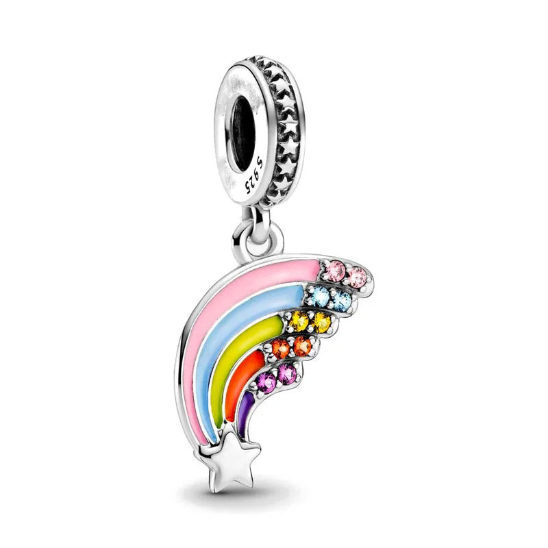 2024 New Sping Pink Bag Pany Flower Caterpillar Diy 925 Sterling Silver Bead Fit Bracelet Bangle Jewerlry Accessories