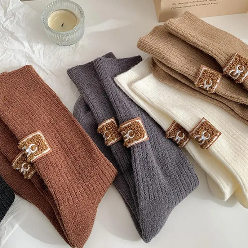 Winter Cozy Thickened Pile Socks Mid Calf Length Casual Cotton Soft Warm Comfortable Footwear Seasonal Hosiery