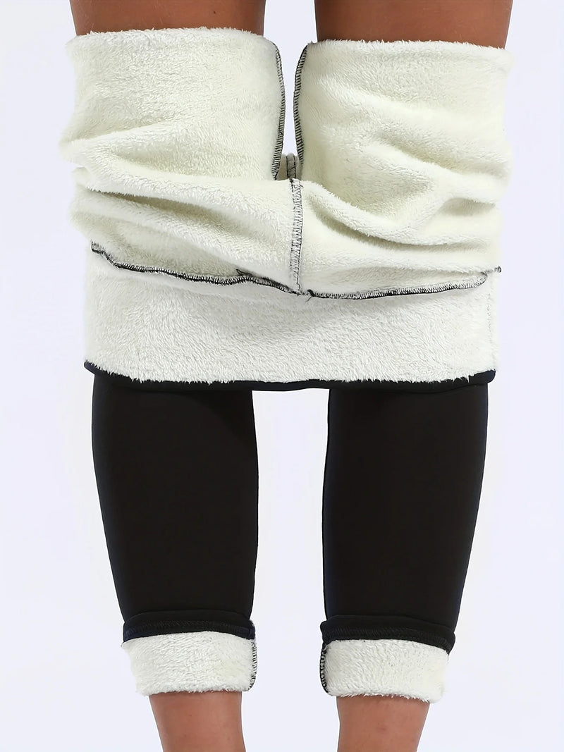 Plush Lined Thermal Pants High Waist Tights For Winter Fleece Leggings