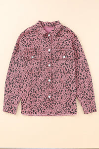 Pink Stars & Animal Spots Print Button Up Denim Shacket