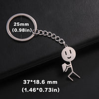 Teamer Funny Middle Finger Stickman Keychain 2024 Cute Trend School Bag Car Key Pendant Couple New Trinket Gift Keyring