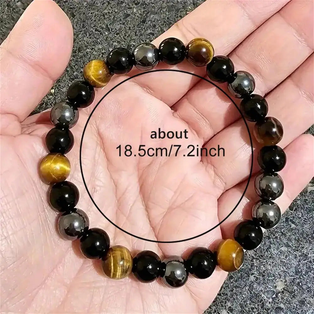 1 Natural Black Obsidian Hematite Tiger Eye Bead Bracelet For Men Magnetic Health Protection For Women Soul Jewelry