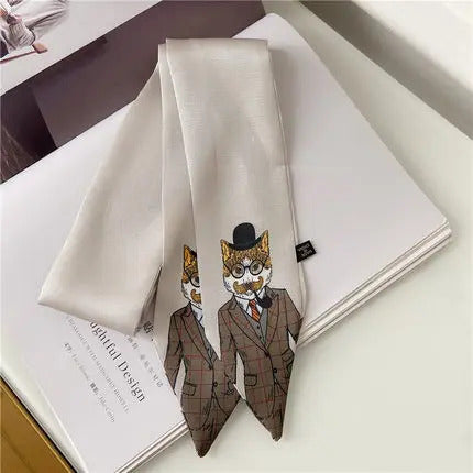 New Style Decoration Women's Printed Animal style Scarf Business Europe And America Small Neckerchief Silk Scarves skinny scarf