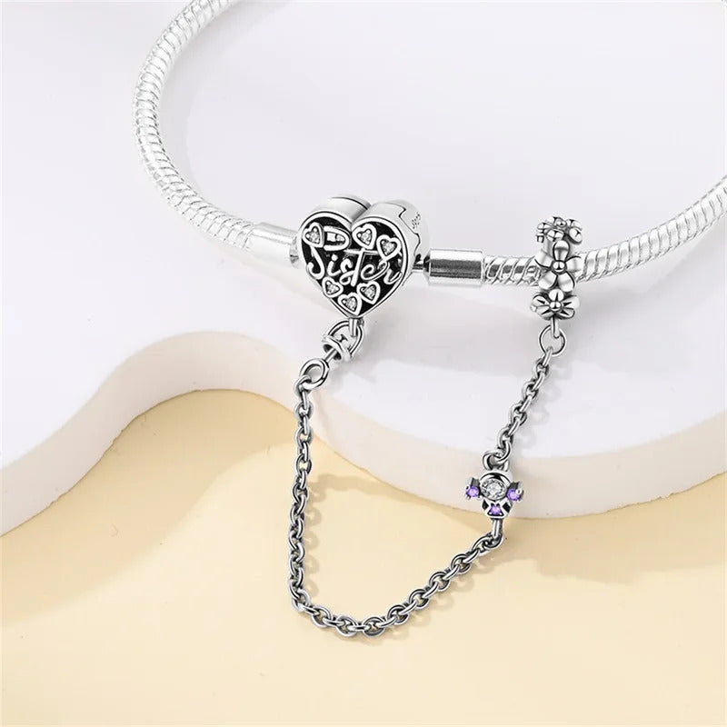 Original Bracelets 925 Silver 17-20CM Heart Safety 3mm Chain Snake Bone Bracelet Fit DIY Charms Bead Birthday Jewelry Gifts