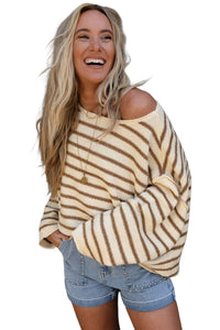 Black Striped Drop Shoulder Oversized Sweater