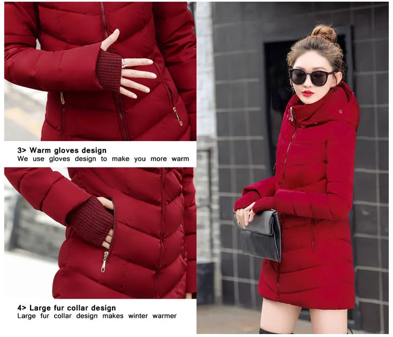 2024 New Arrival Fashion Slim Women Winter Jacket Cotton Padded Warm Thicken Ladies Coat Long Coats Parka Womens Jackets