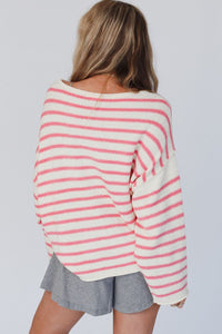 Black Striped Drop Shoulder Oversized Sweater