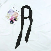 5X190CM Women Narrow Long Scarf Solid Color Chiffon Red Tie Black Bag Ribbon Headband Choker Streamer Lady Accessories