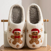 Women Christmas Gingerbread Man Cute Winter Warm Slippers Exquisite Comfy Houseshoes Bedroom Soft Sole Home Shoes for Gift