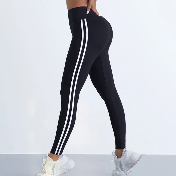 Yoga Leggings Women Striped Slim Sports Pants High Waist Hip Liftting Casul Tights Workout Running Stretchy  Gym Leggings