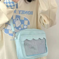 Japanese Harajuku Ita Bag for Women PU Transparent Pocket Itabag High School Girls Uniform JK Crossbody Shoulder Bag Handbags