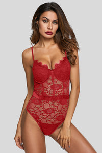 Red Lace Panelled Bodysuit