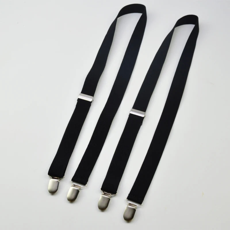 4  clips black no cross suspenders for women adult 2.5cm  pants with adjustable suspender Adjustable Elastic Trouser grey