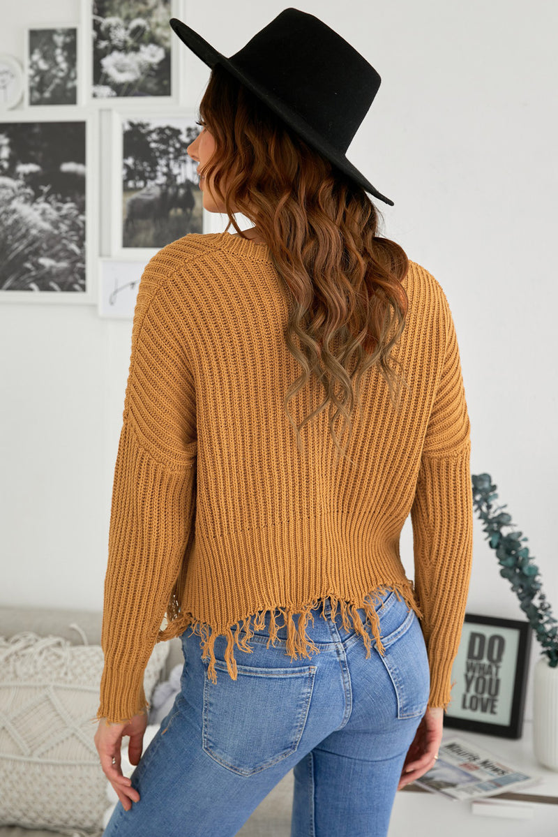 Color block Love Distressed Sweater