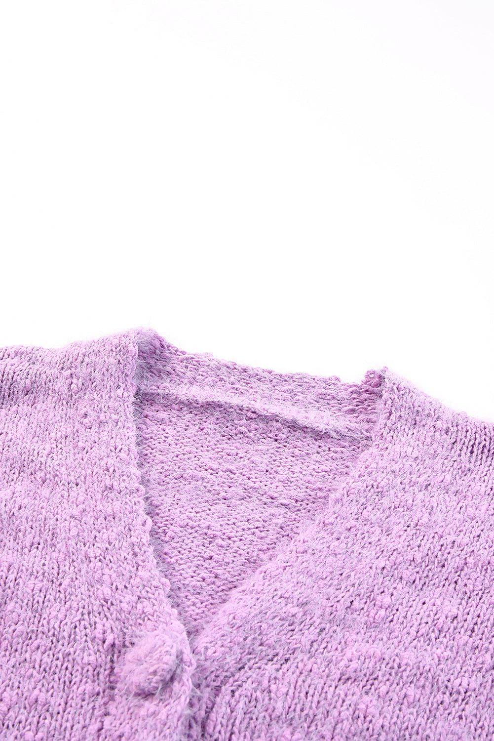 Purple V Neck Buttoned Open Front Sweater