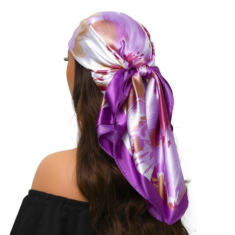 90*90cm Silk Scarf Women Print Hair Neck Square Office Ladies Shawl Bandanna Muslim Hijab Handkerchief Muffler Foulard female