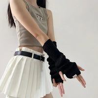 Knitted Woolen Arm Sleeve Fine Long Knitted Fingerless Gloves Warm Riding Soft Female Gloves Autumn Winter Women Arm Warmers