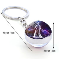 12 Constellation Key Chain Luminous Double Sided Glass Ball Pendant 12 Zodiac Key Chain Fashion Birthday Gift for Men and Women