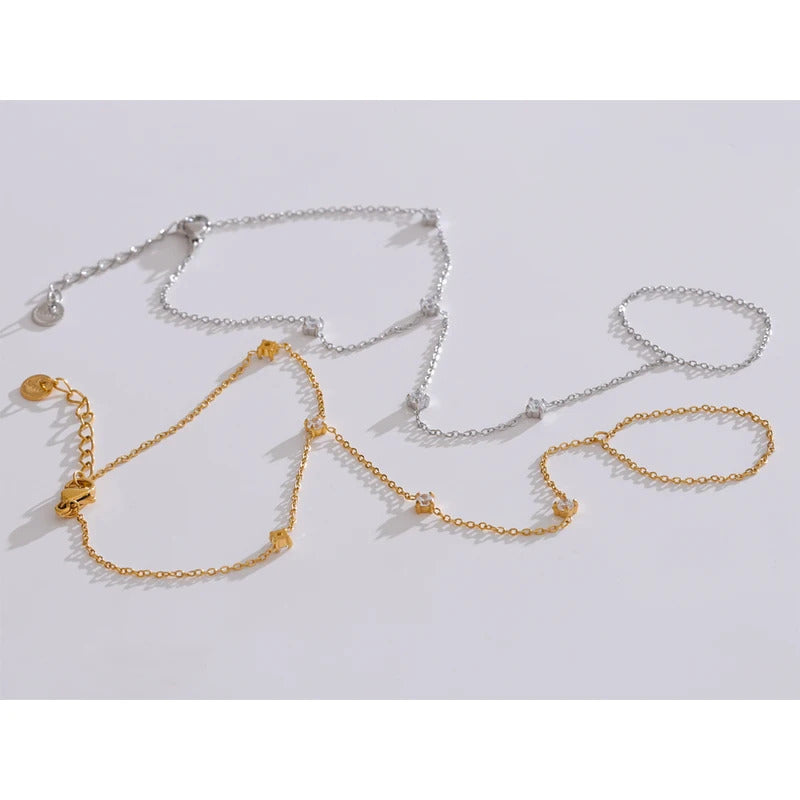 Yhpup Trendy Stainless Steel Zircon Beads Back of Hand Chain Finger Bracelet Fashion Chic Sexy Jewelry Waterproof Wholesale Gift