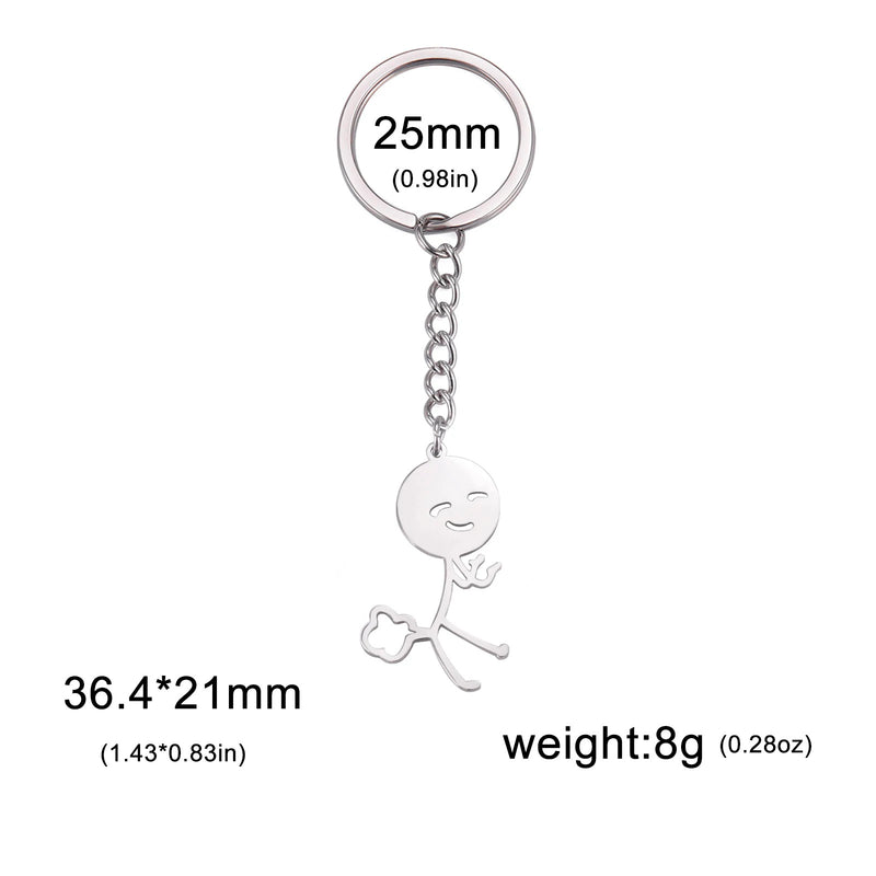 Skyrim Hip Hop Fxck You Funny Doodle Pendant Keychain Holder Stainless Steel Middle Finger Stickman Keyring Car Key Chains Gift