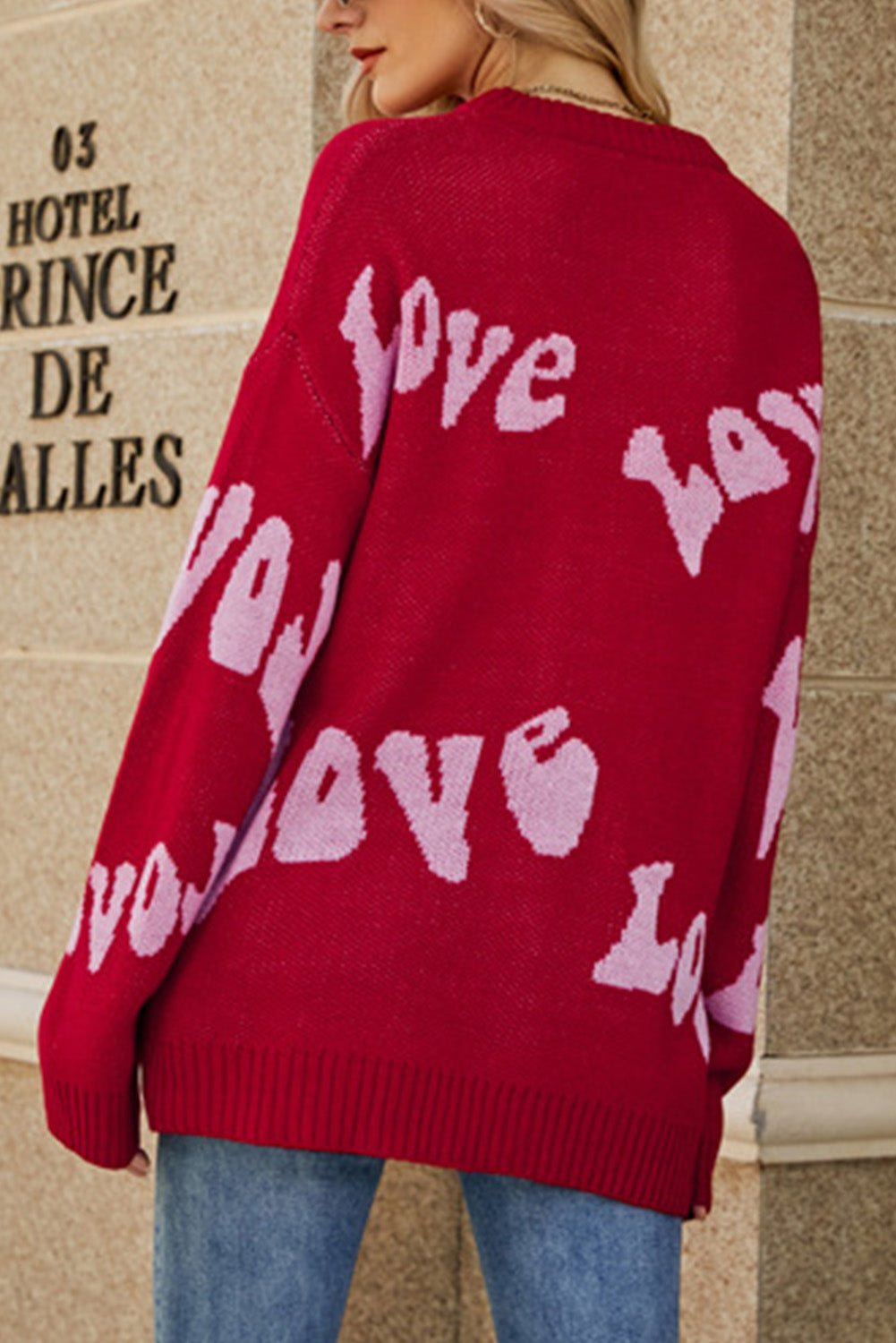 Racing Red Groovy LOVE Slouchy Sweater